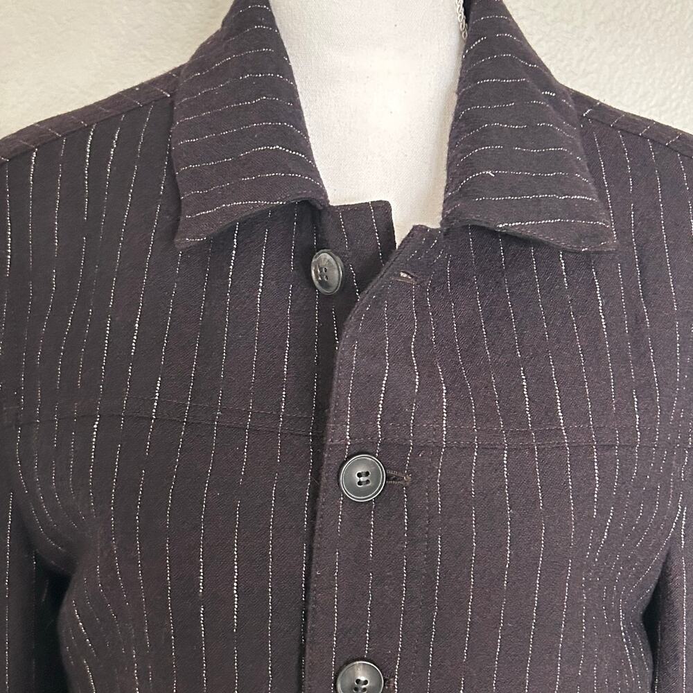John Varvatos dark plum white striped dress trucker jacket size EU 48 (*US M) - Picture 2 of 14